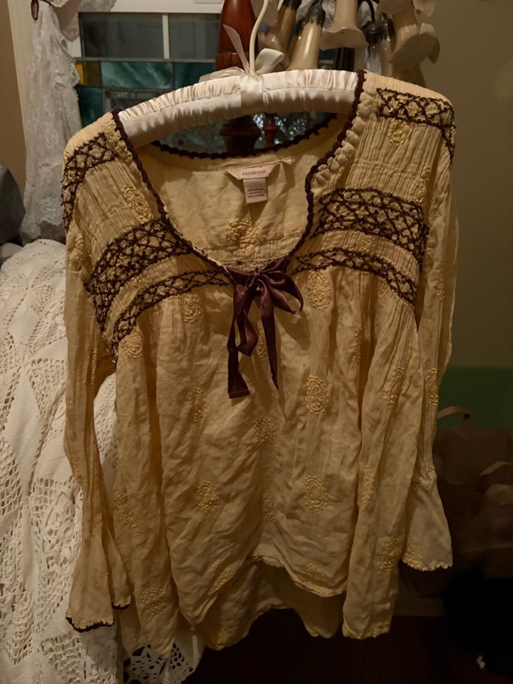 Sundance Cream Tunic with Brown Embroidered